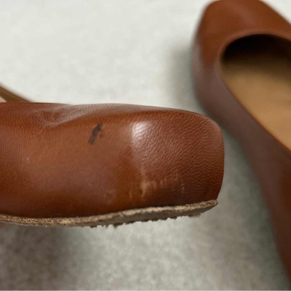 Jil Sander Light Brown Leather Square Toe Flat Ballet Shoes Size 37 7 - Picture 12 of 13